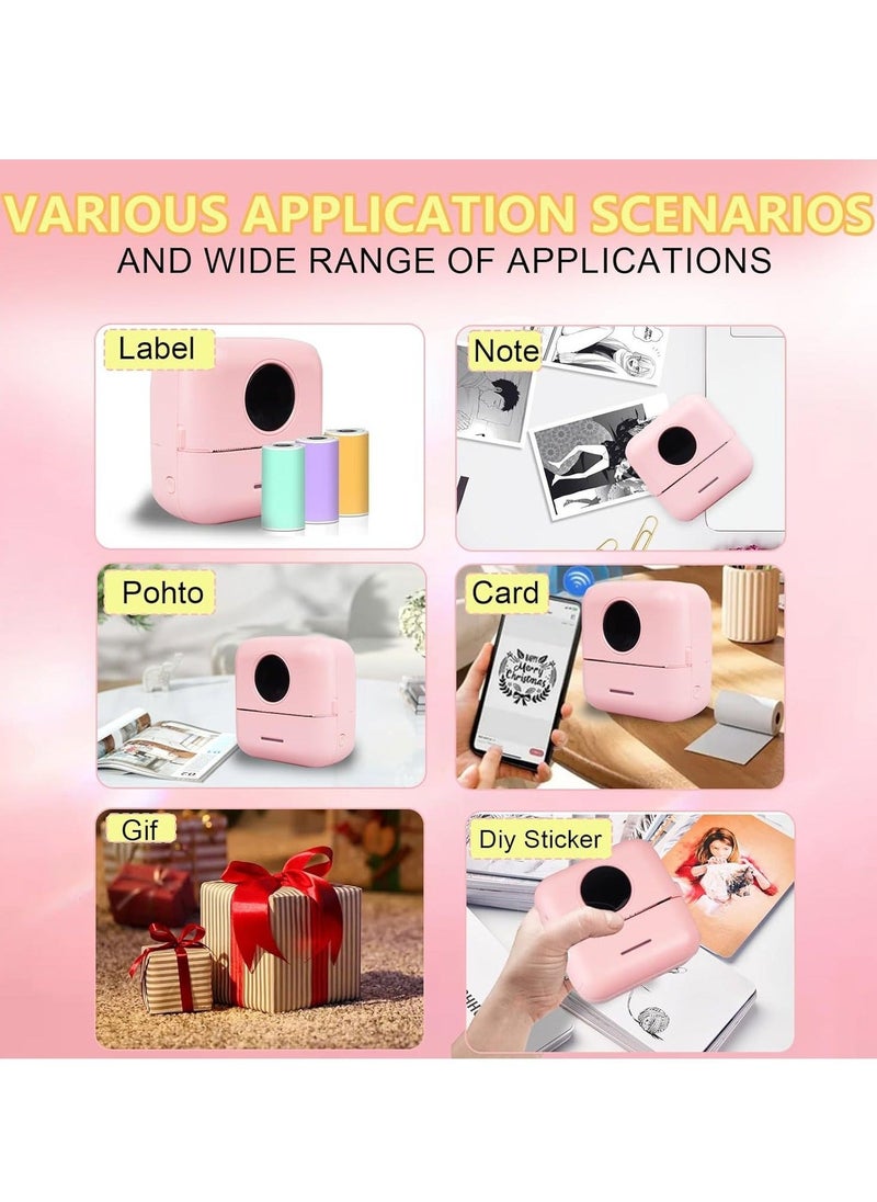 Thermal Mini Printer,Bluetooth Printer for Phone, Wireless Label Printer with Tape，Compatible with iOSAndroid Printer X5 powder+5 stickers+5 regular paper+3 colored paper+6 colored pens+1 sticker - Image 4